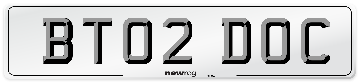 BT02 DOC Number Plate from New Reg